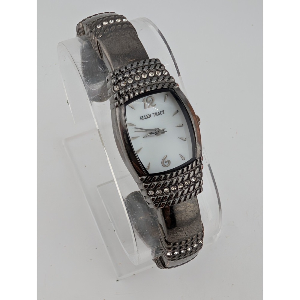 Ellen Tracy Women's Cuff Watch 19mm Case MOP Dial- New Battery
